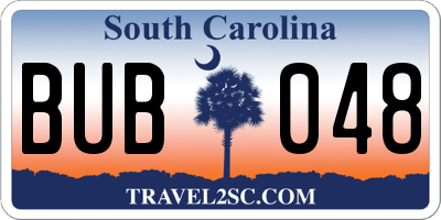 SC license plate BUB048