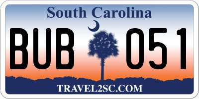 SC license plate BUB051