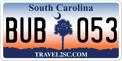 SC license plate BUB053