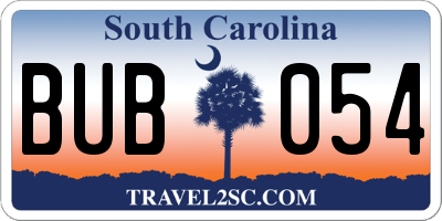 SC license plate BUB054