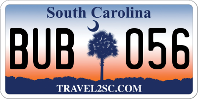 SC license plate BUB056