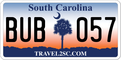 SC license plate BUB057