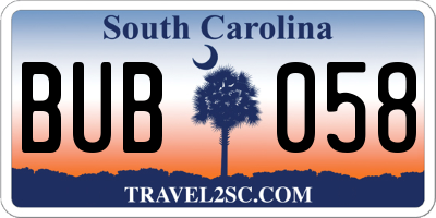 SC license plate BUB058