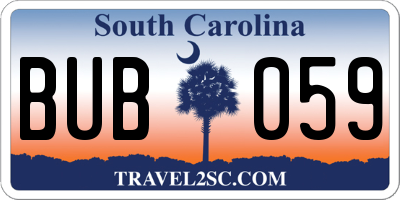 SC license plate BUB059