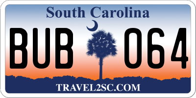 SC license plate BUB064