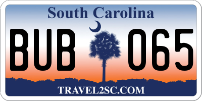SC license plate BUB065