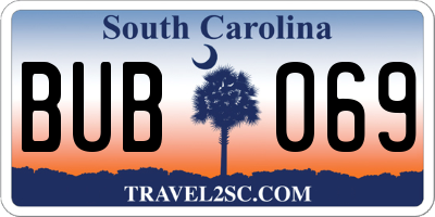 SC license plate BUB069