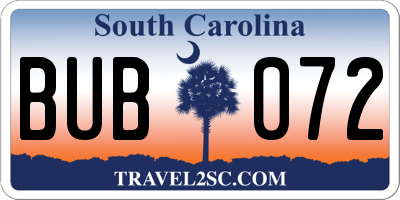 SC license plate BUB072
