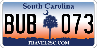 SC license plate BUB073