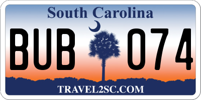 SC license plate BUB074