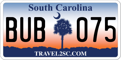 SC license plate BUB075