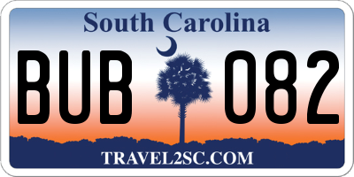 SC license plate BUB082