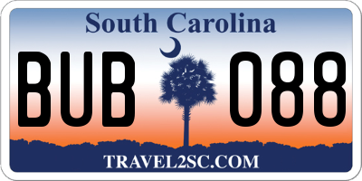 SC license plate BUB088
