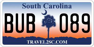 SC license plate BUB089