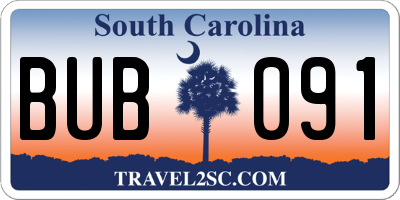 SC license plate BUB091