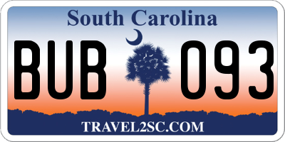 SC license plate BUB093