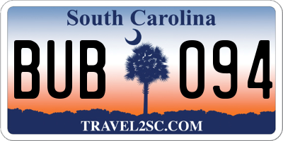 SC license plate BUB094