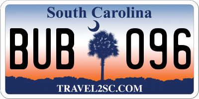 SC license plate BUB096