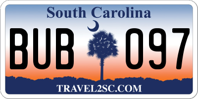 SC license plate BUB097