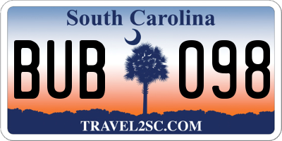 SC license plate BUB098