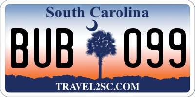 SC license plate BUB099