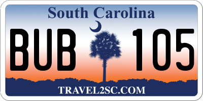 SC license plate BUB105