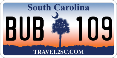 SC license plate BUB109
