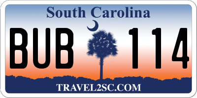 SC license plate BUB114