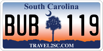 SC license plate BUB119