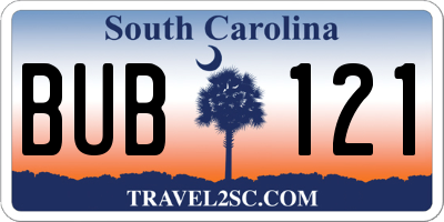 SC license plate BUB121
