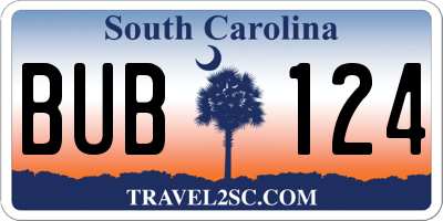 SC license plate BUB124