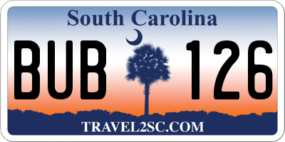 SC license plate BUB126