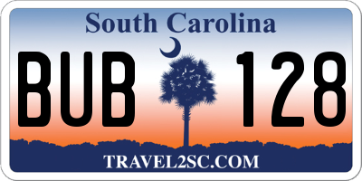 SC license plate BUB128