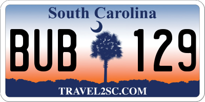 SC license plate BUB129