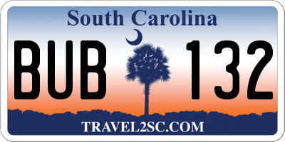 SC license plate BUB132