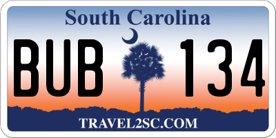 SC license plate BUB134