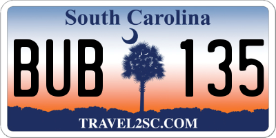 SC license plate BUB135