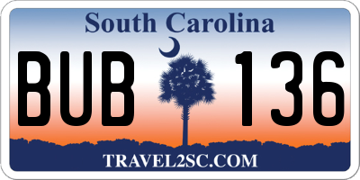 SC license plate BUB136