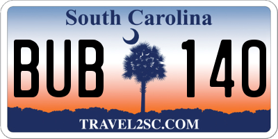 SC license plate BUB140