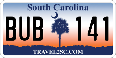 SC license plate BUB141