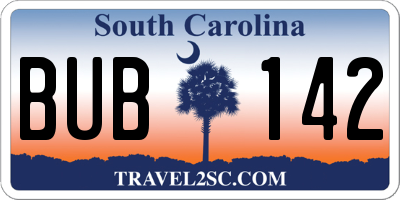 SC license plate BUB142