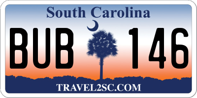 SC license plate BUB146