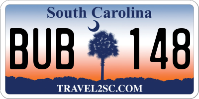 SC license plate BUB148