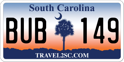 SC license plate BUB149