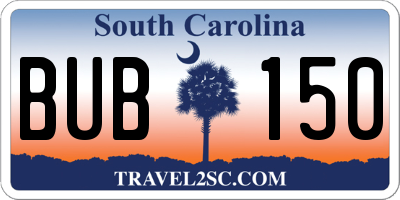 SC license plate BUB150
