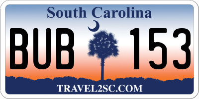 SC license plate BUB153