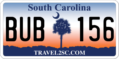 SC license plate BUB156
