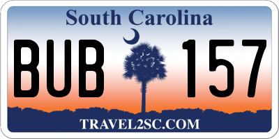 SC license plate BUB157