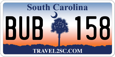 SC license plate BUB158