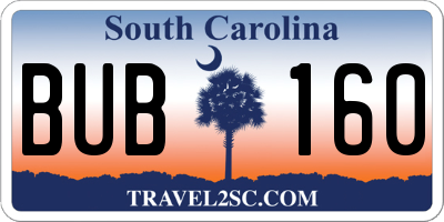SC license plate BUB160